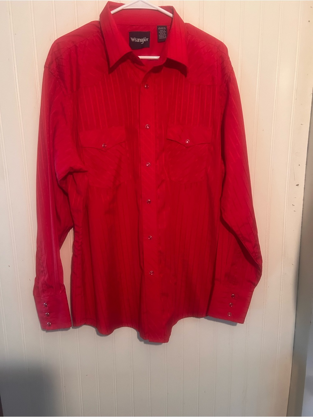 Wrangler Men's Bright Red Western Snap-Front Shirt  Size XL T